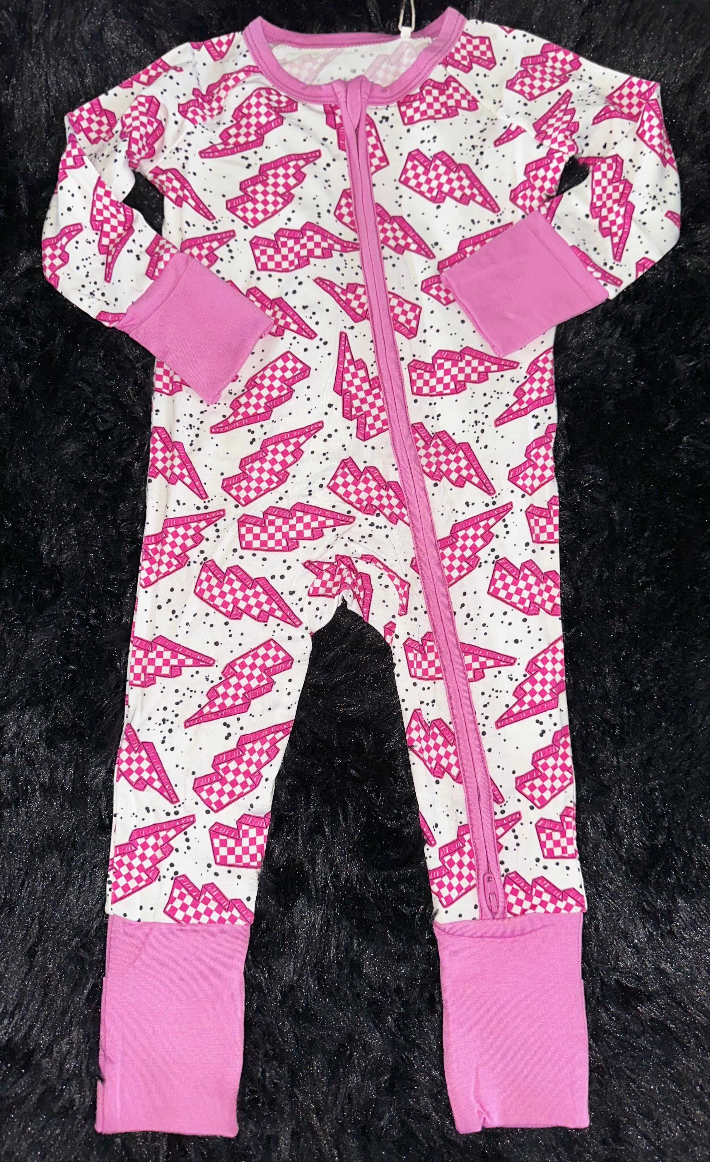 Pink Checkered bolts Bamboo