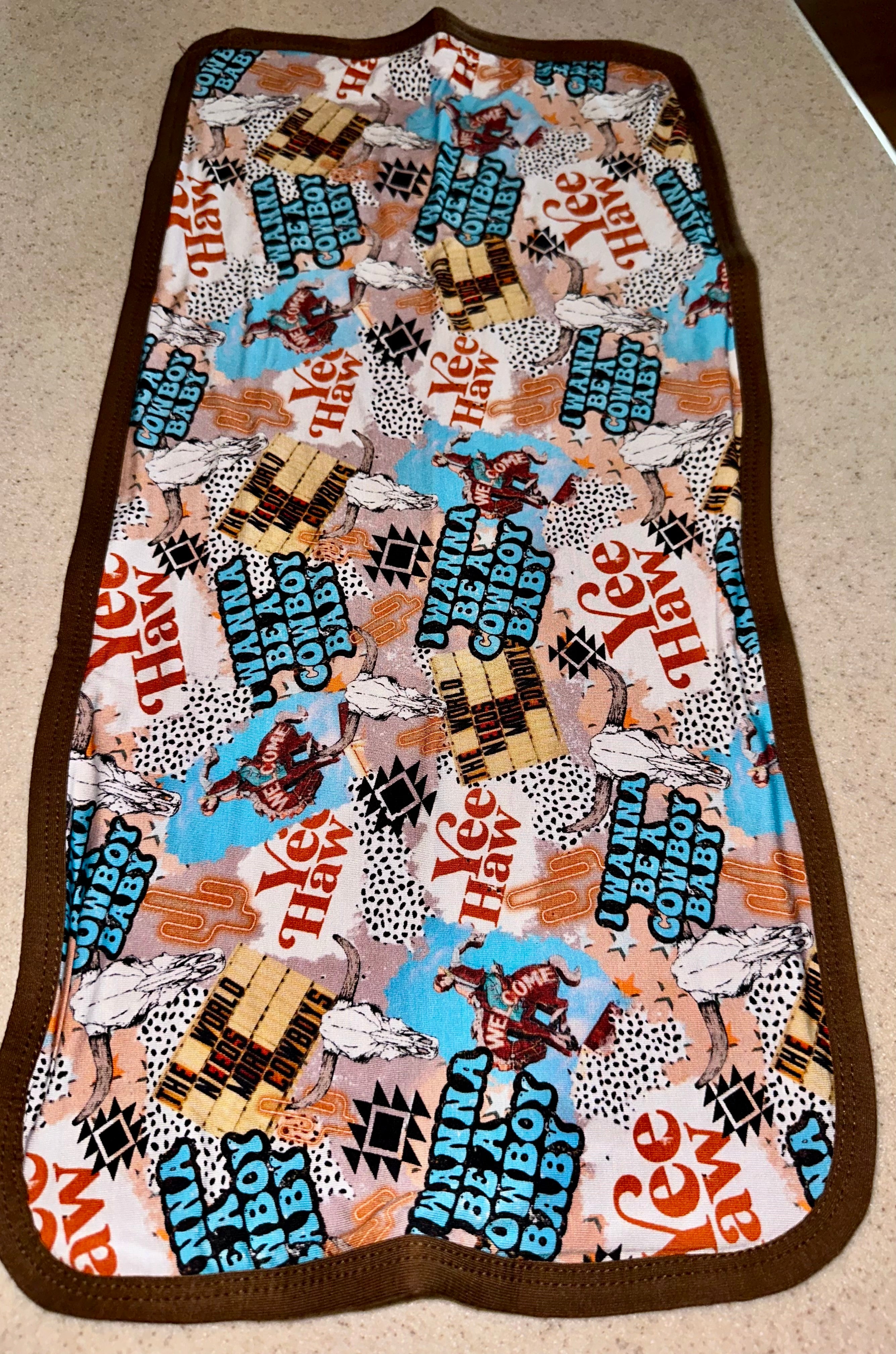 Yee Haw Cowboy (brown) Burp Cloth