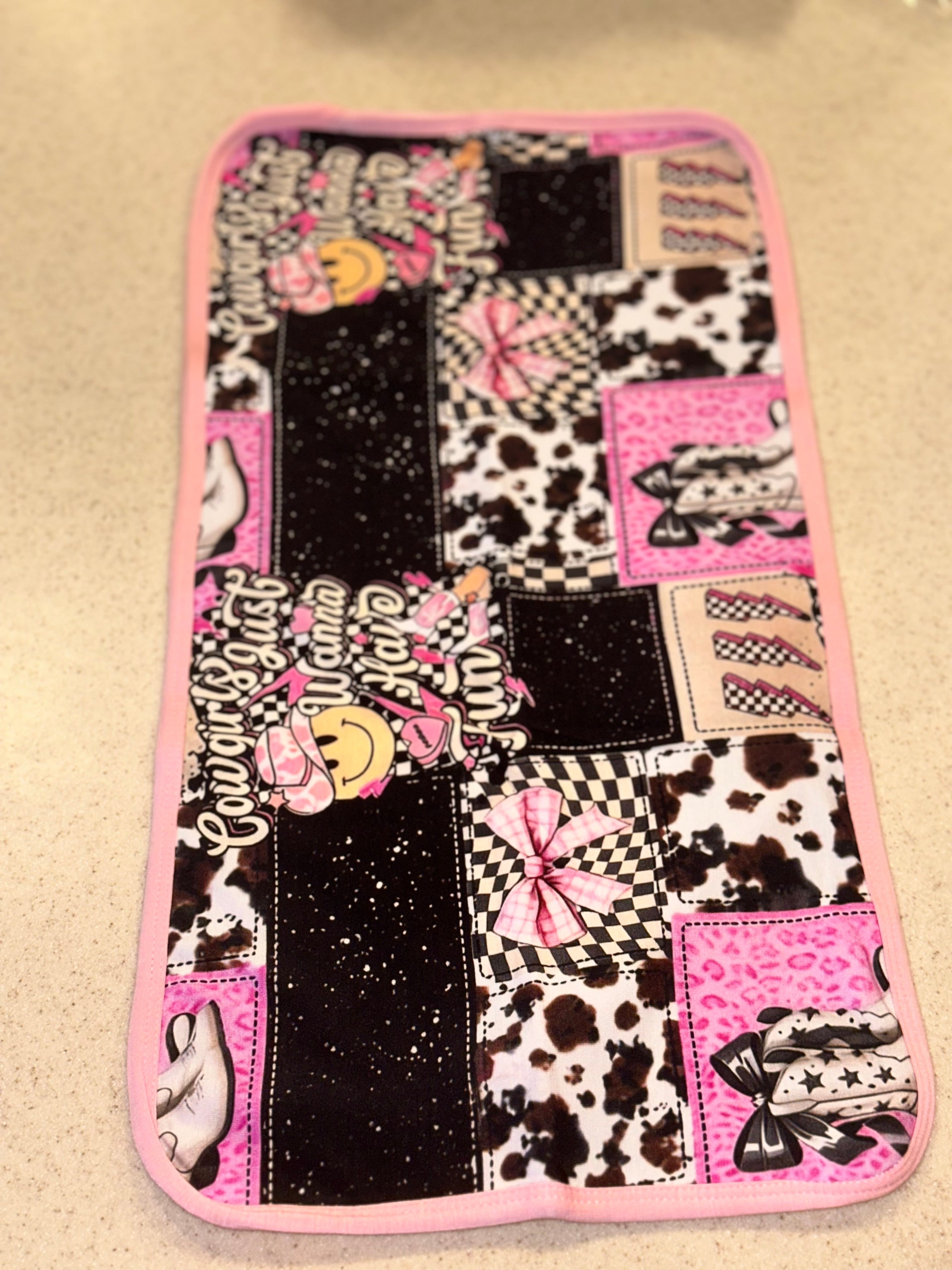 Boots & Bows Burp Cloth